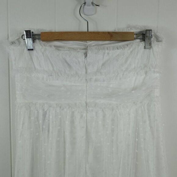 Lulus Womens Delightful Bliss White Mesh Swiss Dot Strapless Midi Dress Small - Picture 10 of 16